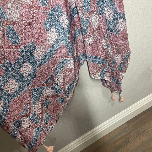 Seafolly Small Bohemian Print Dress Heather Rose Floral Tassel Handkerchief - Picture 5 of 8